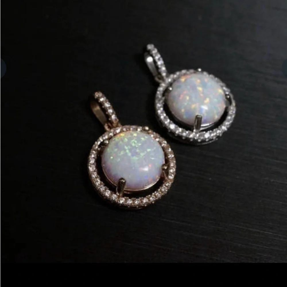 Rose gold fire opal necklace